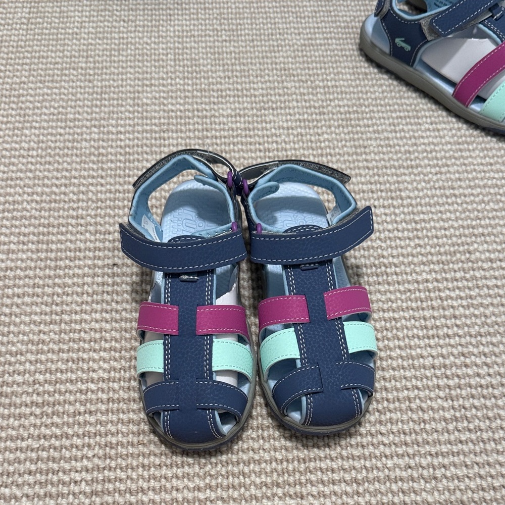 NEW See Kai Run Navy Pink Mint Closed-Toe Kids Sandals size 13